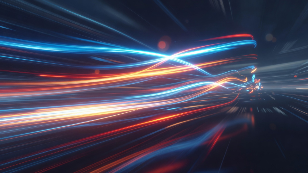 Conceptual abstract image featuring motion blur and light representing speed
