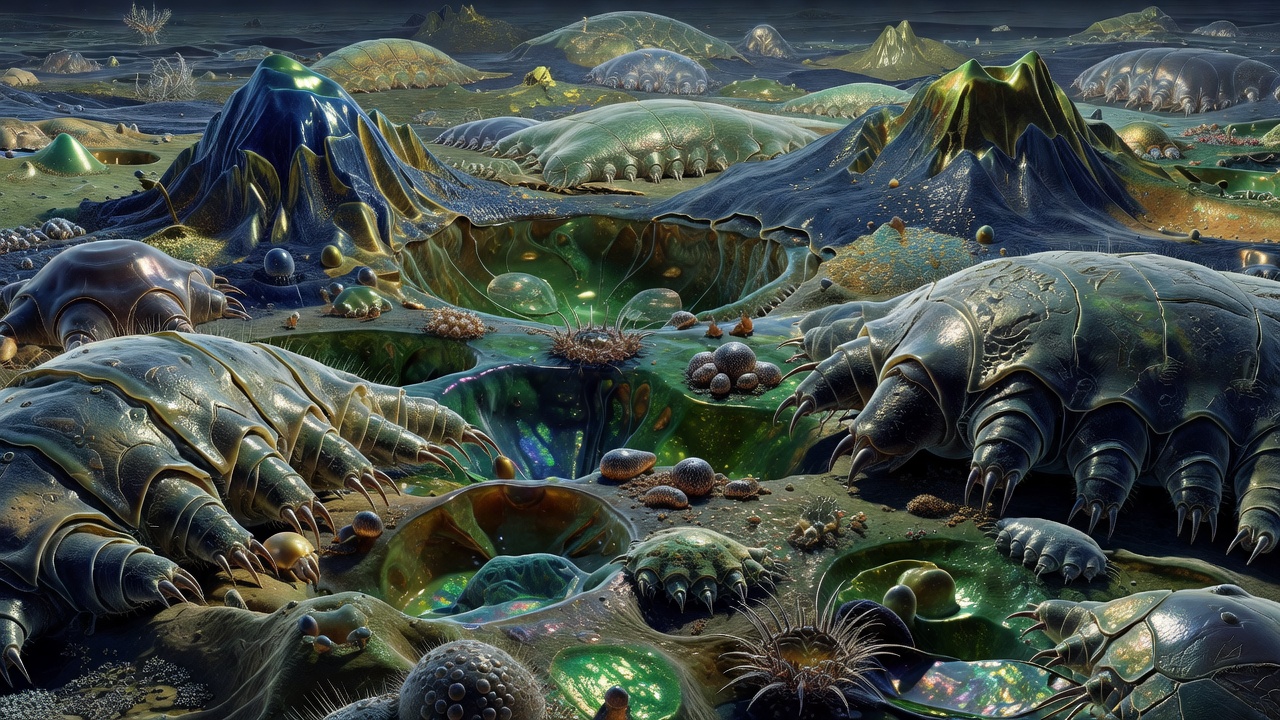 Microscopic abstract texture representing the scale of a tardigrade